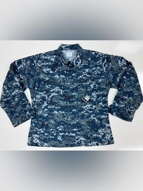 USGI Navy USN Blue Digital Camo BDU Shirt Size Medium Short NWU Type I USED #2